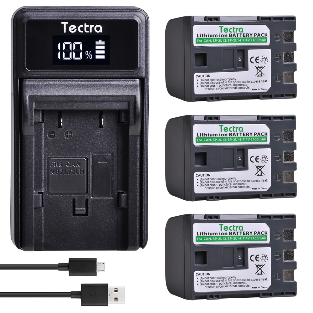 BP-2L12 BP-2L14 Battery + LED USB Charger for Canon DC310 DC330 Elura 60 Vixia HG10 HV20 HV30 ZR100 ZR200 ZR300 ZR500 ZR600: 3 battery set