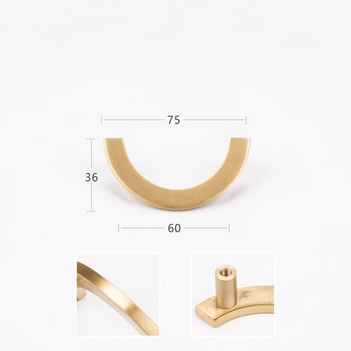 Puur messing halfronde handgreep stijl meubelkleding en schoenenkast Gouden zichtbare knop Lichte luxe eenvoudige lade: Blauw