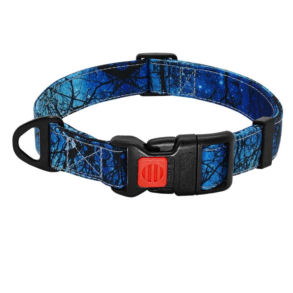 Nylon Gedrukt Halsband Verstelbare Puppy Kleine Honden Kraag Pet Halsbanden voor Chihuahua Franse Bulldog Pet Producten: Blauw / L