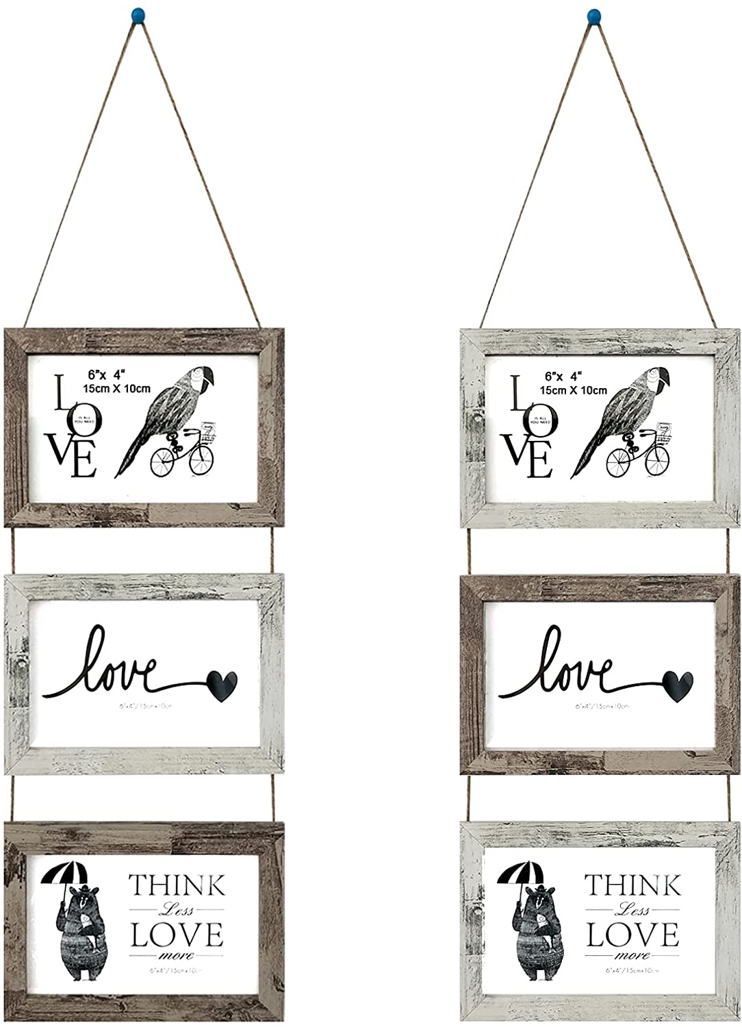 Set wooden Triple photo frames for wall hanging-Original Collage for Photos 10x15 cm: RETRO