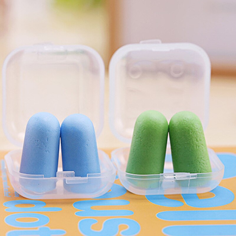 Tapones de esponja para los oídos, protectores para los oídos, antiruido, para estudio, tapón para los oídos, embalaje de caja de plástico de espuma, 5 pares