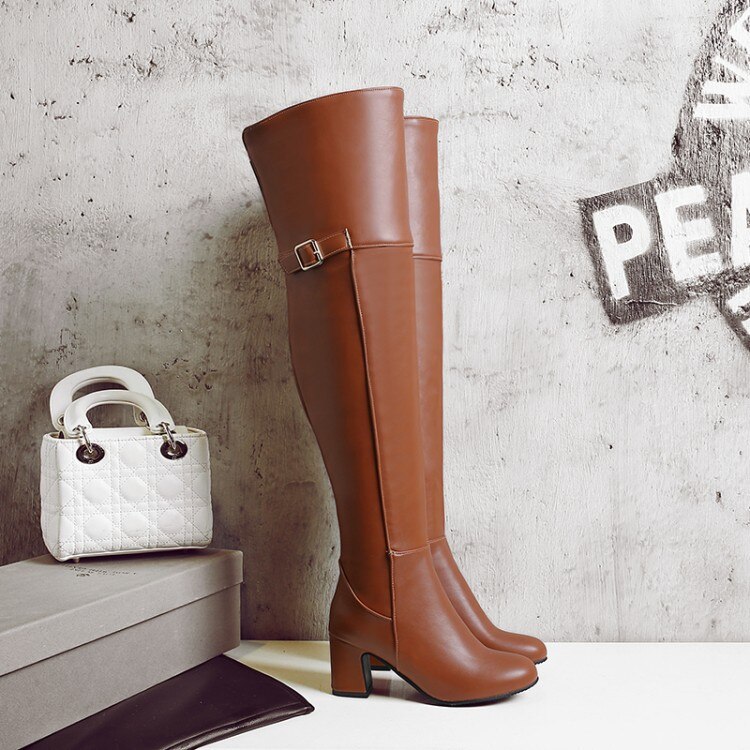 Big Size 9 10 11-13 thigh high boots knee high boots over the knee boots women ladies boots	shoes woman winter boots women: Brown / 3