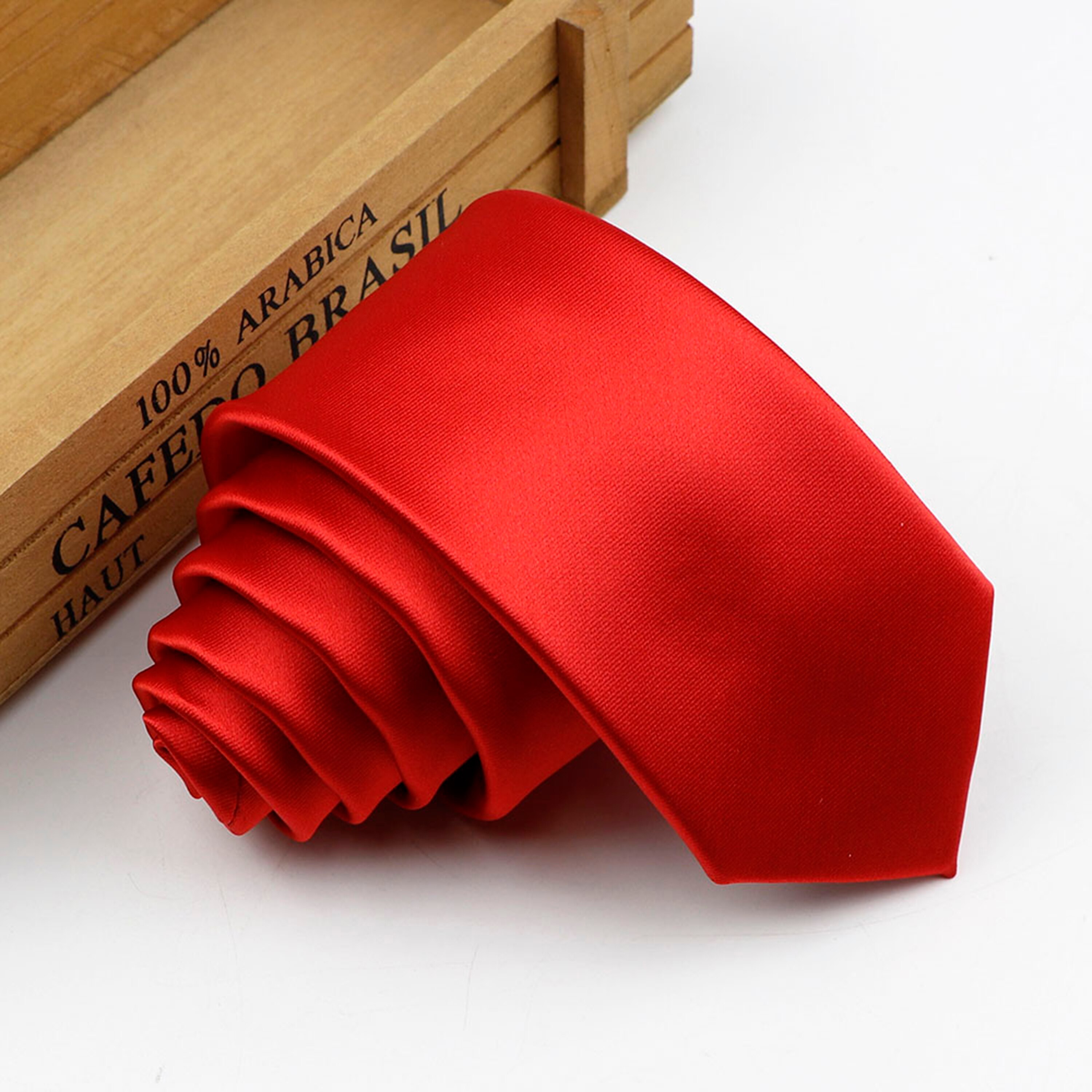 Cravate slim classique pour hommes, couleur unie, rouge, noir, bleu, pour bureau, fête de mariage