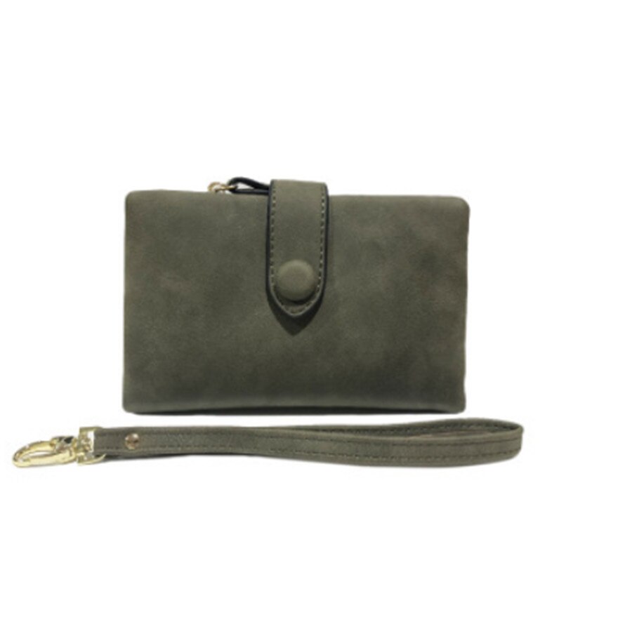 Damen Snap Befestigungen Zipper Kurze Kupplung Brieftasche Kleine Frauen Brieftasche Kurze Brieftasche Retro Matte Leder Damen Brieftasche: Lavendel