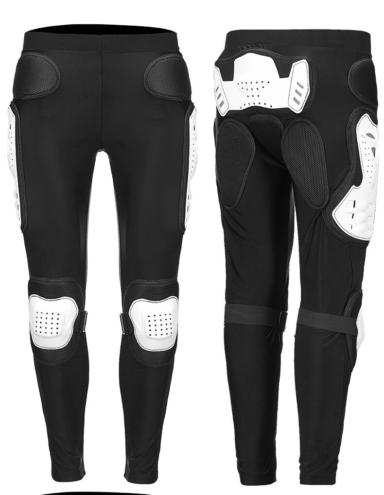 Motorcykel armor byxor nät elastiskt tyg andas knä höft benskydd motocross armor byxor: Vit / L