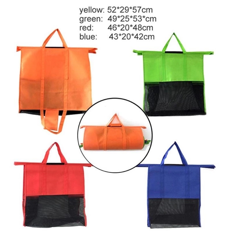 4 stk / sæt vogn trolley supermarked indkøbspose købmand tag indkøbsposer foldbar tote miljøvenlig genanvendelig supermarked poser