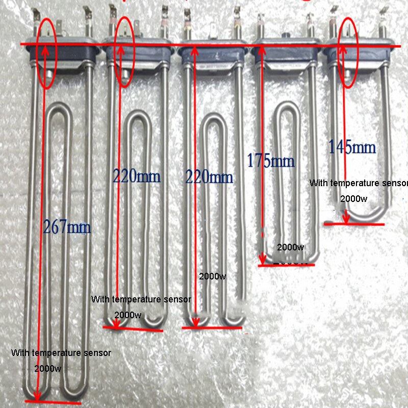 Washer Heating Element Washing Machine Heater Thermostat With temperature sensor 220v 800w/1900w/2000w
