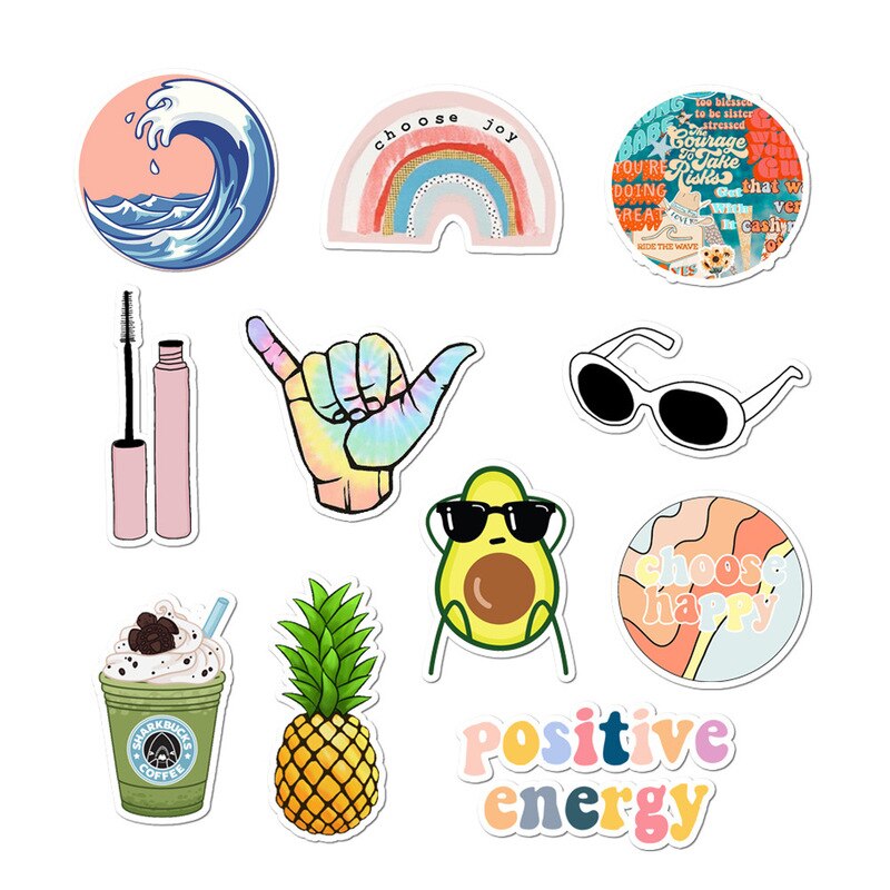 10/35PCS/ Set VSCO Vinyl Stickers Girl Essential Stuff for Water Bottles Stickers Suitable for Luggage Laptop Trendy Stickers
