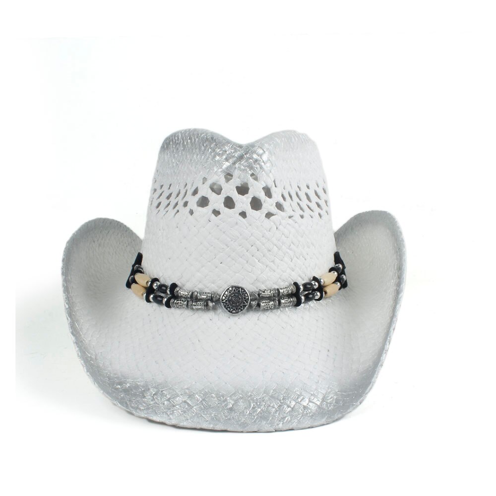 Sombrero de paja estilo vaquero para Hombre y mujer, Sombrero de paja estilo vaquero occidental, estilo Retro, tejido hecho a mano, disponible en talla 56-58CM,