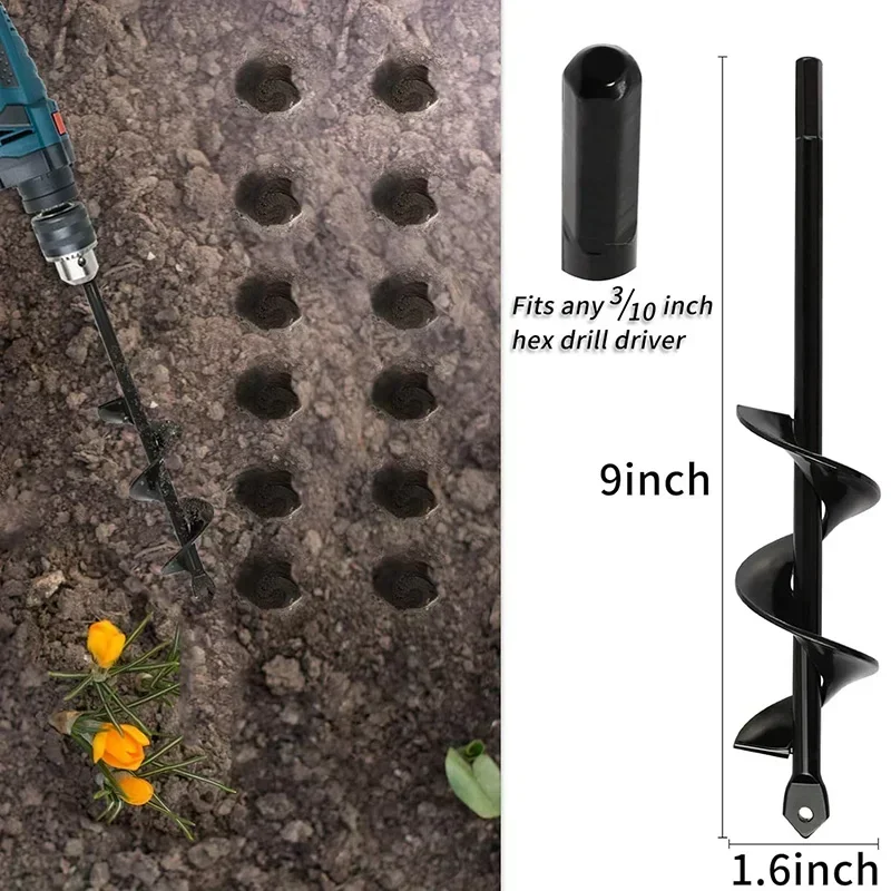 Herramienta de excavación de agujeros para plantar plantas, taladro de suelo rugoso, suelo blando de jardín, girar, excavar, zanahoria, herramienta de plantación