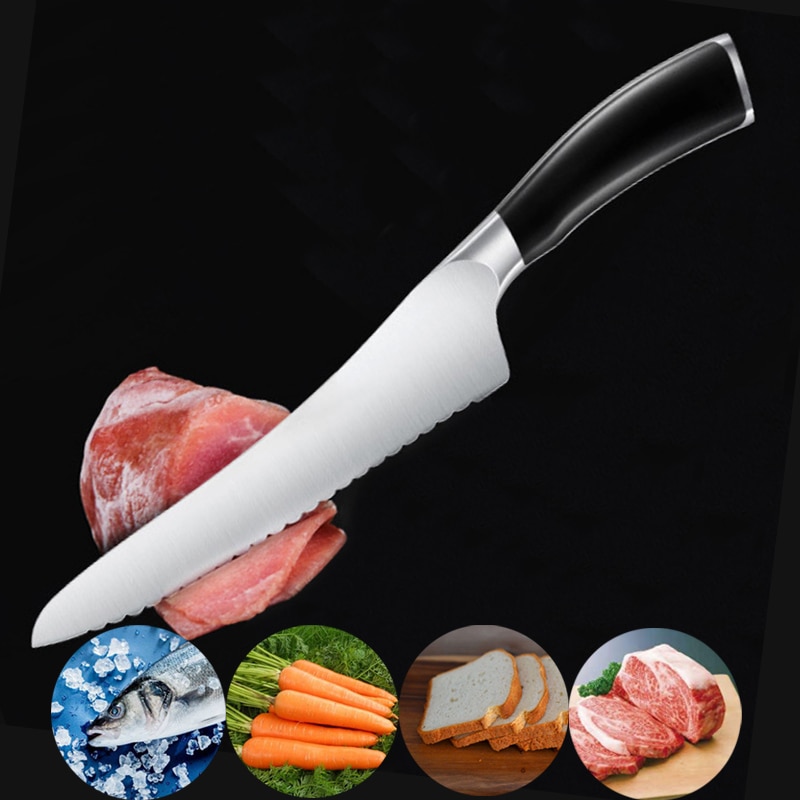 1 pcs 5CR15 Stainless Steel Frozen meat cutter Fillet knife salmon knife Japanese knives Chef knife