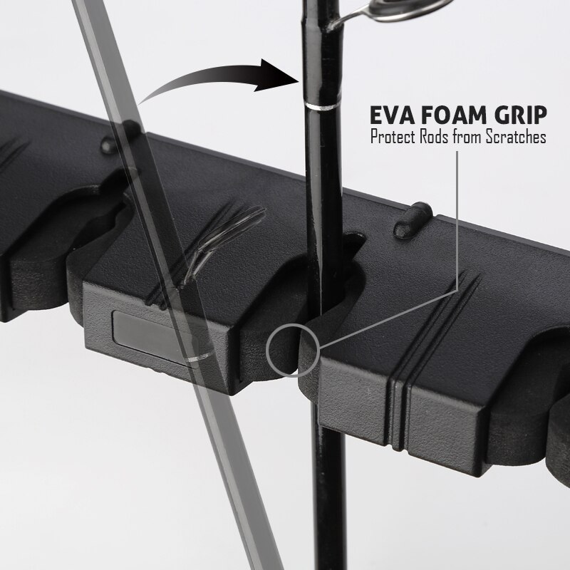 Vertical 6 Fishing Rod Racks Wall Stand Holder Tackle Ceiling Fish Pole Holder Stand Garage Storage Rack EVA Foam