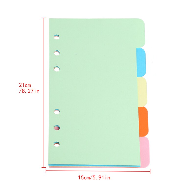 5Pcs Refills 6 Hole Blank Colorful Paper for A5 A6 Loose Leaf Binder Notebook D5QC