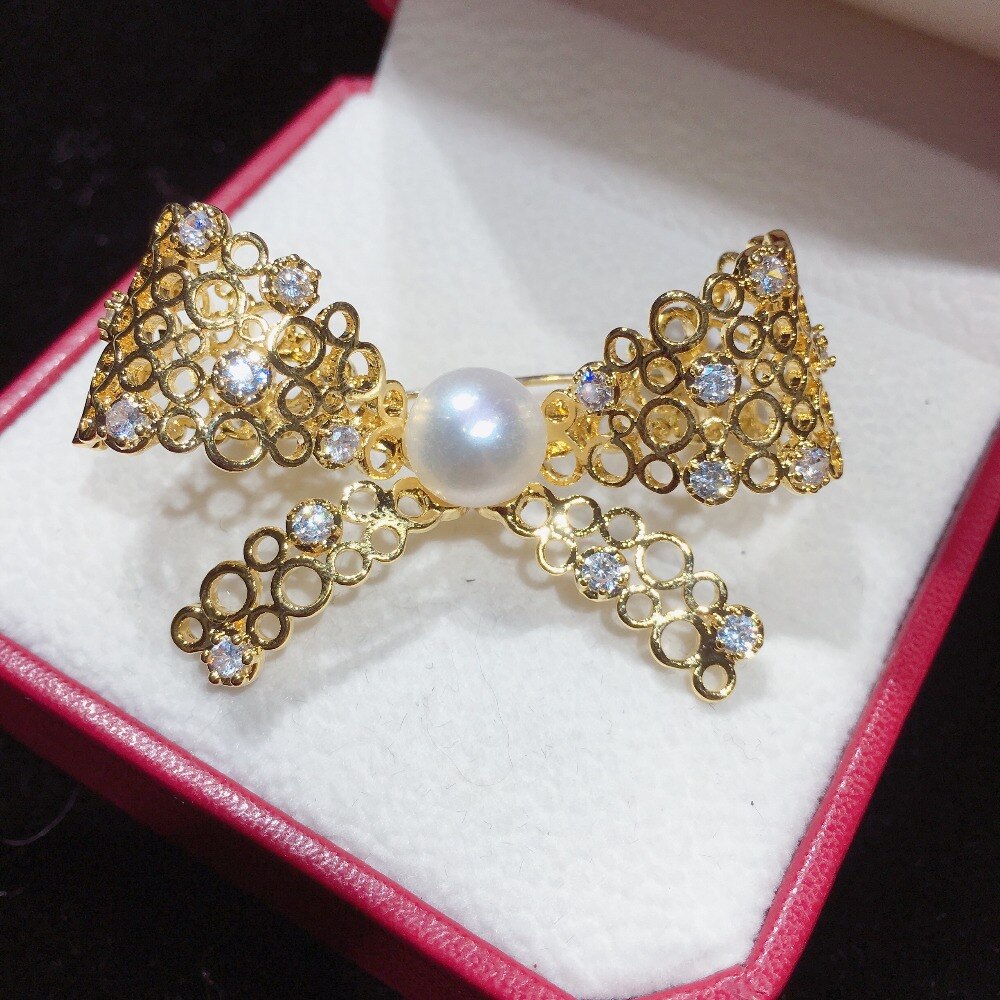 SHDIYAYUN Neue Perle Brosche Für Frauen Schöne Bogen Broschen Pins Natürliche Süßwasser Perle Edlen Schmuck Zubehör Corsage