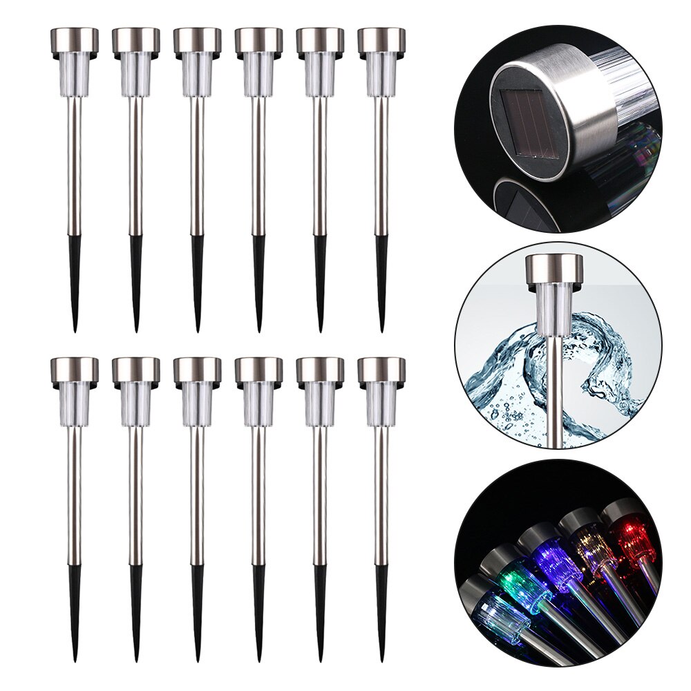 12 Stuks Led Solar Tuinverlichting Rvs Gazon Licht Tuin Energiebesparende Solar Lampen Voor Tuin Yard Gazon decoratieve