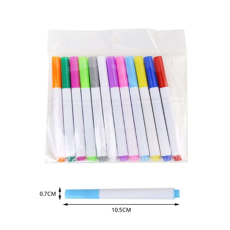 School Classroom Supplies Erasable Whiteboard Markers Erasable Pages Water Soluble Dustless Drawing Pen Board Markers 12 Pcs/set