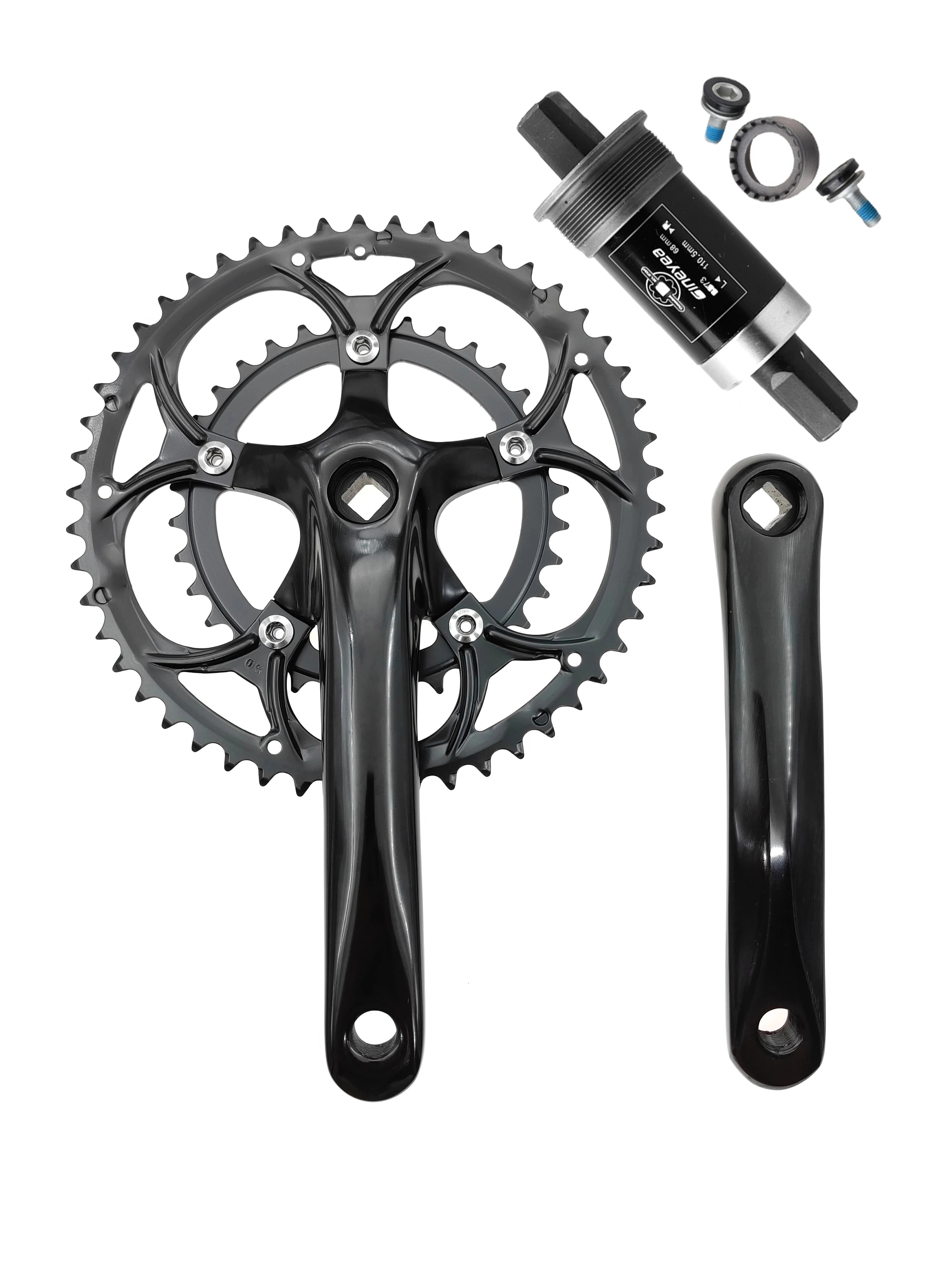 50/34T Rennrad Kurbelgarnitur BCD 110mm 8/9 Geschwindigkeit Diamant Loch Doppel Kettenräder Fahrrad Kurbeln Teile Kettenblatt Fahrrad Zubehör: Rot