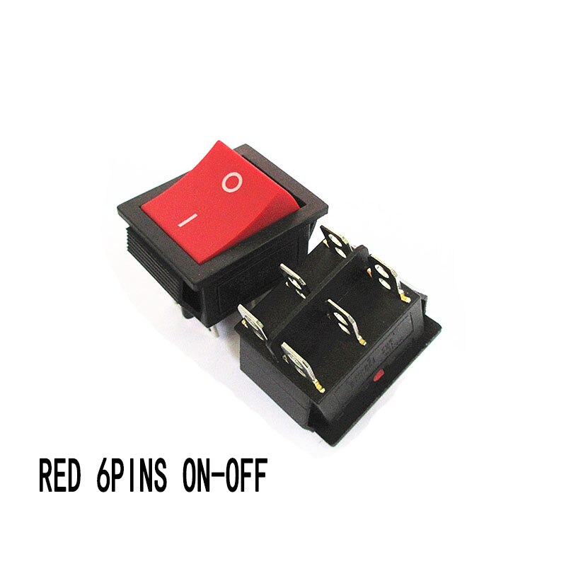 5PCS KCD4 Rocker Switch 2/3 Position 4/6 Pins Electrical Equipment With Light Power Switch Switch 16A 250VAC/ 20A 125V ON-OFF-ON: 6PIN  ON-OFF RED