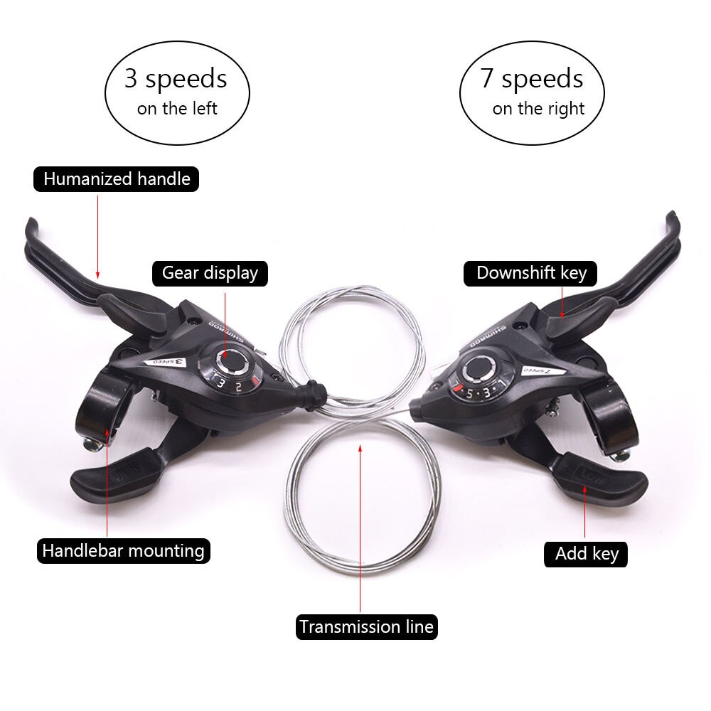 3X7 21 Speed Switch Mtb Fiets Shifter Hendels Rem Met Shift Kabel Fiets Fietsen Disc Handvat Voor Fiets trekking