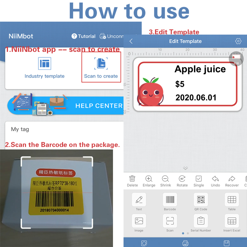 Niimbot D11/D61 Label Printer Printer Paper Roll Label Sticker Waterproof Anti-Oil Tear-Resistant Price Label Scratch-Resistant