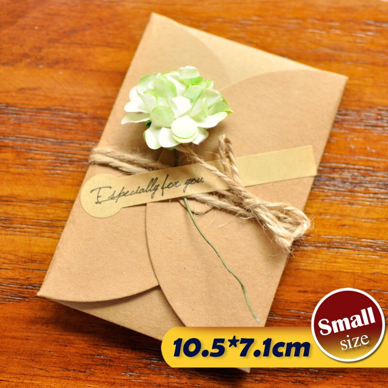 12 stk bryllupsblomst invitasjonskort kraftpapir konvolutt tørket blomsterlomme invitasjoner til fest og bryllup: Liten -c3-12 stk