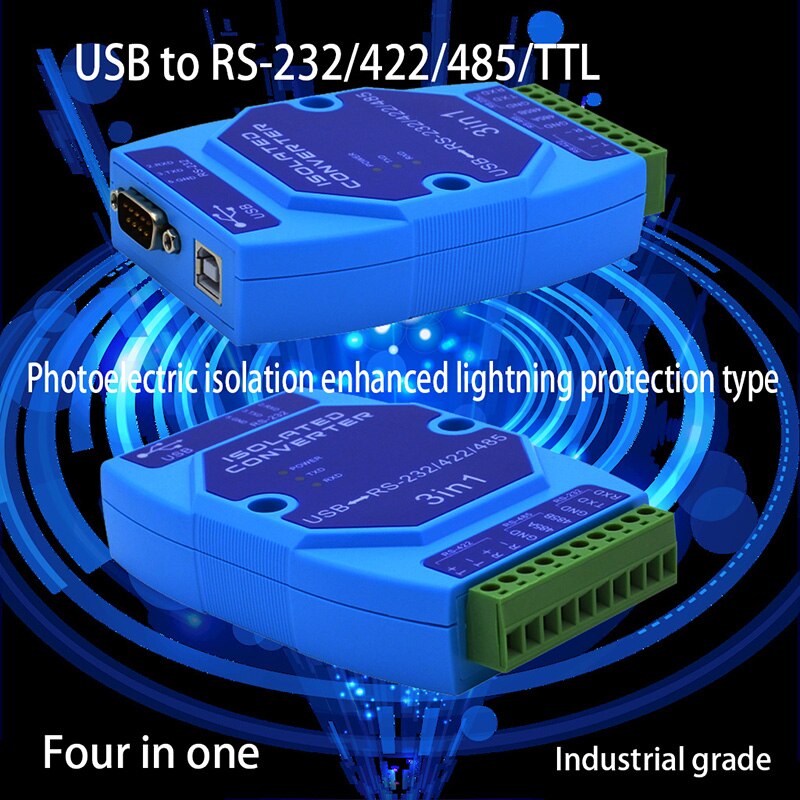 Photoelectric isolated USB to RS485 422 232 interface industrial lightning protection USB to serial converter