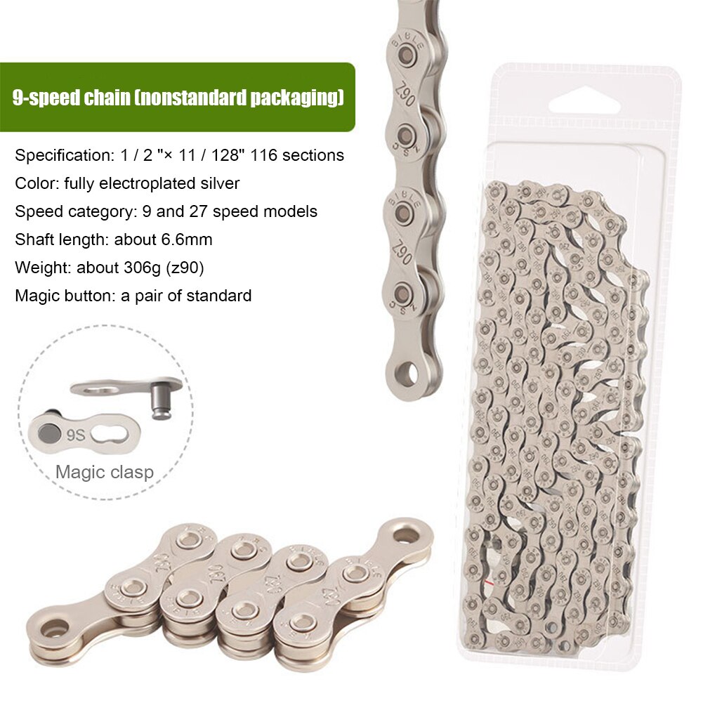 Bicycle Chain 6 7 8 9 10 11 Speed Plated MTB Road Bike Carbon Steel Silver Chains 21 24 27 30 Variable Speed Bike Accessories: 9 Speed