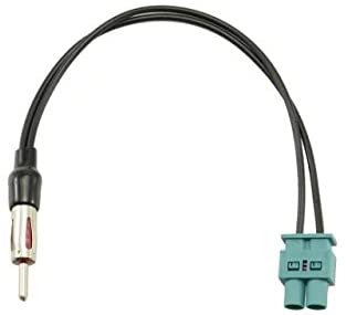 Dual Fakra to Din FM AM Car Radio Antenna Adapter - Splitter Stereo Converter Signal Booster Amplifier: black