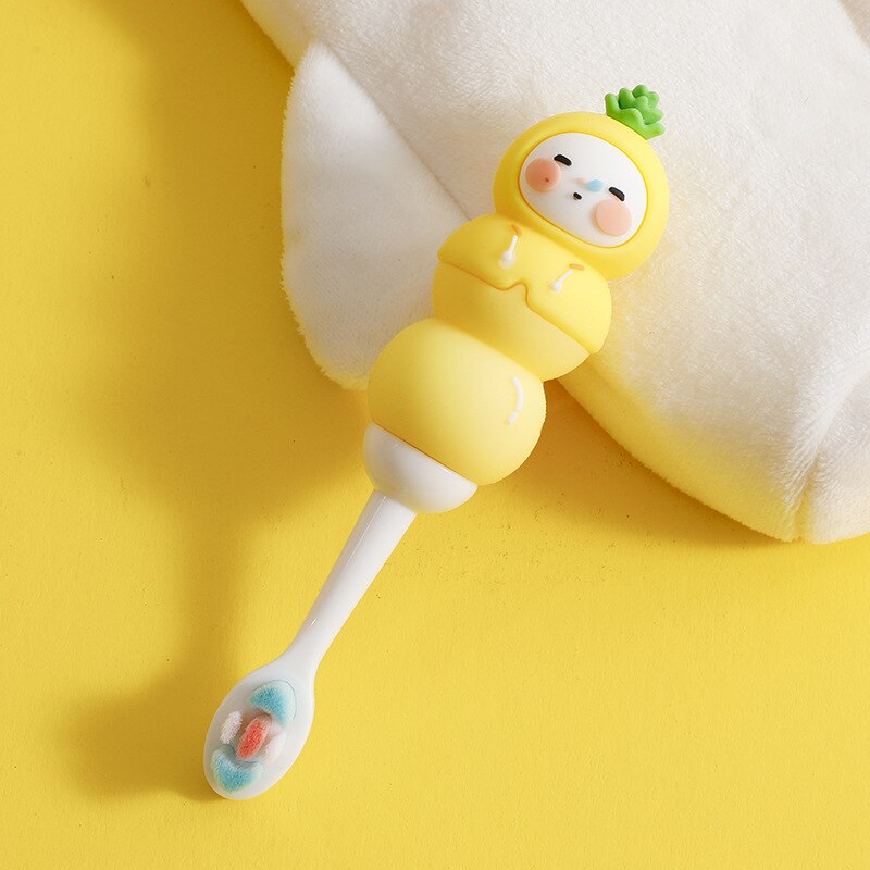 Leuke Kids Tandenborstel Met Cartoon Handvat Ultra Zachte Tandenborstel Voor Baby Dental Care Kids Training Tanden Borstel Voor 0-6 Jaar Oud: yellow