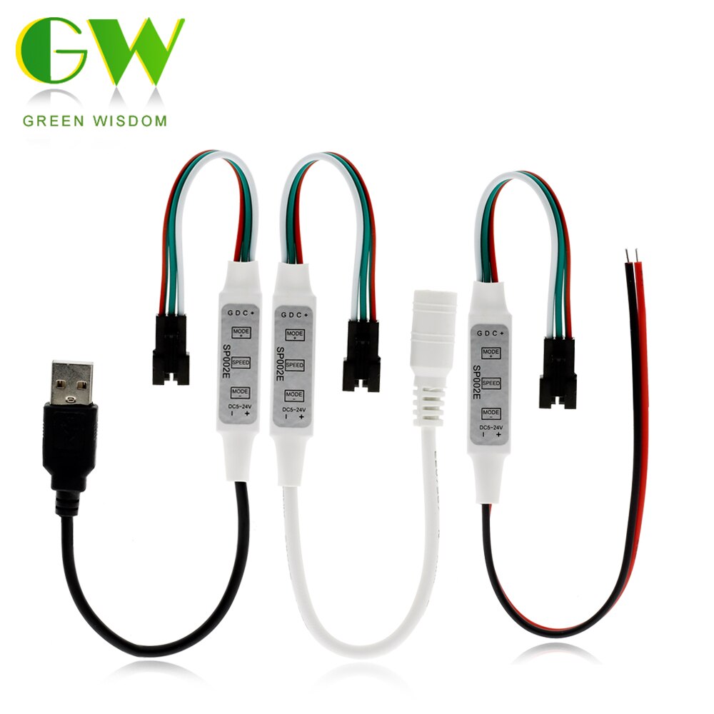 SP002E 3 Sleutel Mini Rgb Controller Micro-Controller DC5-24V Voor WS2811 WS2812B Pixels Droom Kleur Led Strip 2048 pixels
