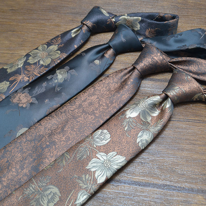 Nueva corbata clásica de poliéster de 8cm para hombre, corbata Retro de negocios con flores Jacquard, patrón de pescado, corbata marrón y negra, accesorios para de boda