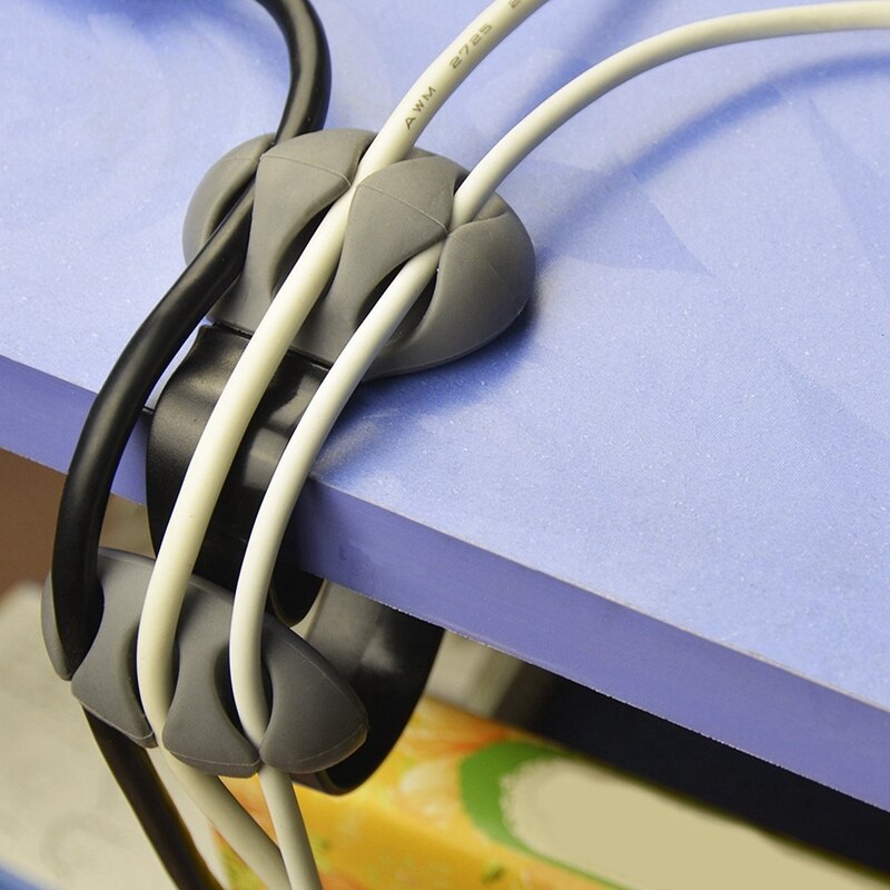 Desk Cable Clips Triple Slots Desktop Cable Organizer Wire Cord Management System Office Table Organizer Securing Clamp
