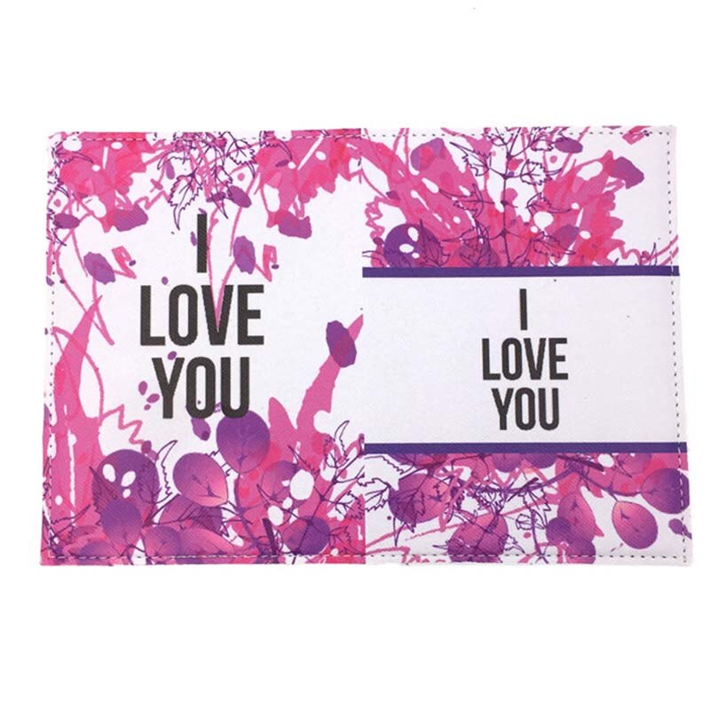 "I LOVE YOU" Travel Accessories Passport Holder PU Leather Travel Passport Cover Case Card ID Holders: 4
