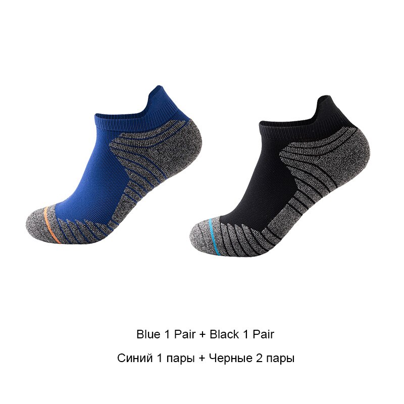 Men athletic socks no show running socks outdoor man sport socks cycling walking socks VKMONY: Blue1Black1