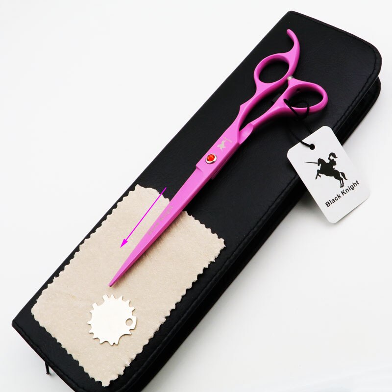 Tijeras de aseo para perros de 7 pulgadas, tijeras para cortar pelo recto y hacia arriba y hacia abajo, tijeras rosas para mascotas: Straight add case