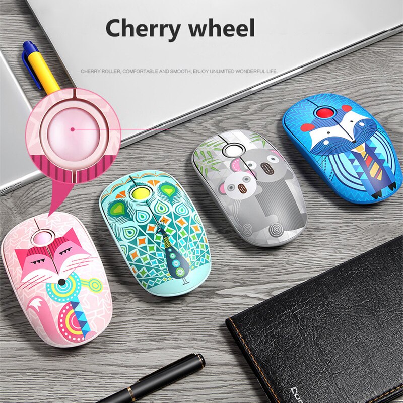 2.4G bezprzewodowa mysz 1000 DPI dziewczyny słodkie zwierzaki cicha mysz robić gier dla Macbook Lenovo ergonomiczna laptop komputer stancjonarny myszka gracz