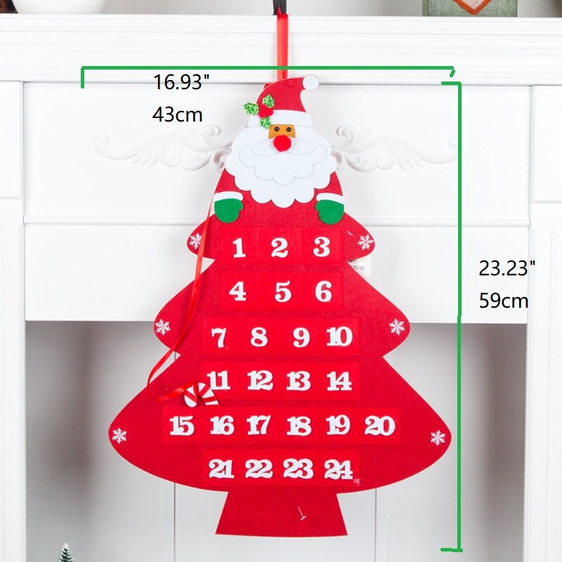 Felt Christmas Tree Advent Calendar Hanging Ornament Nativity For DIY For Countdown Decorations Christmas Kid Year The: Style-2