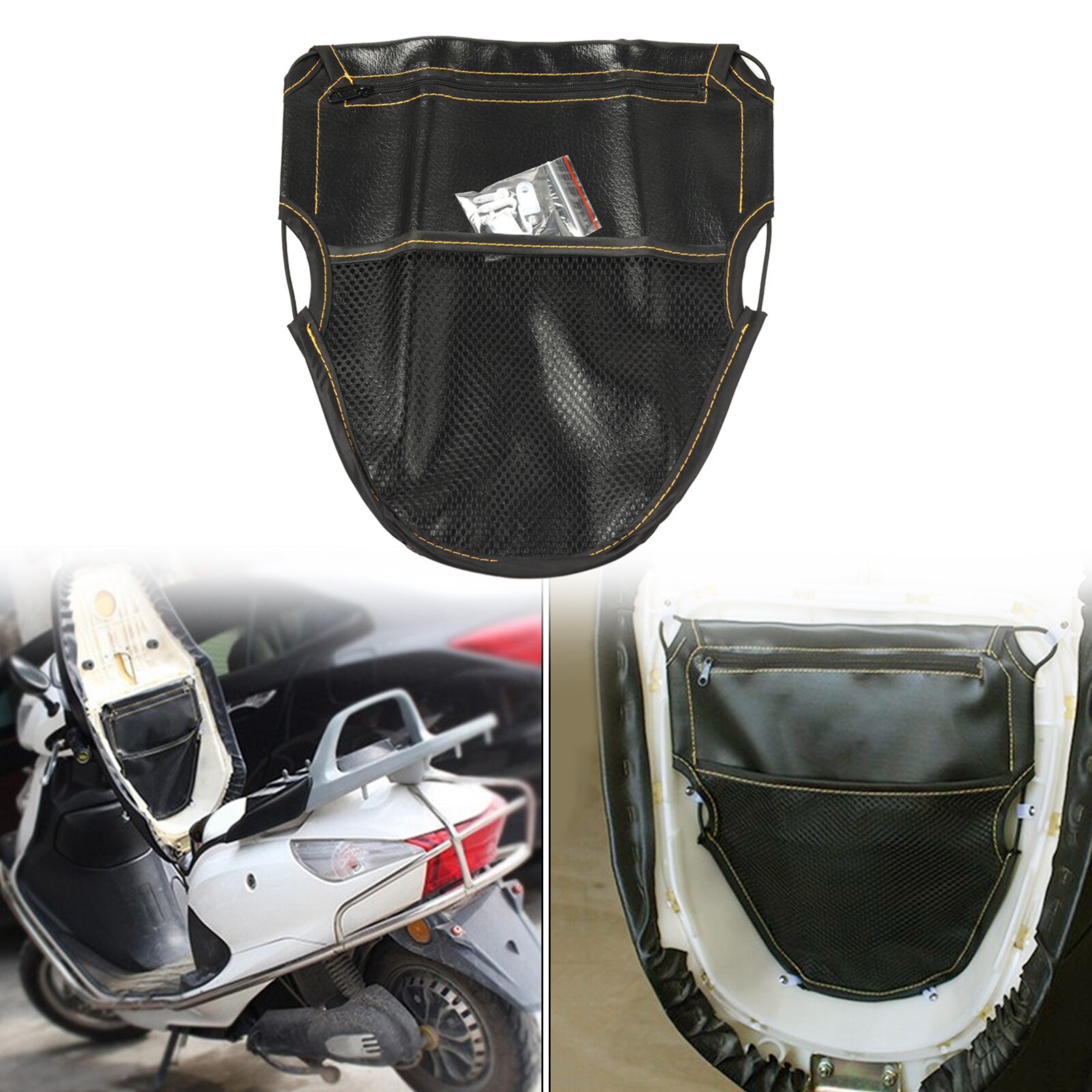 Leather Motorcycle Under Seat Cushion Storage Pouch Bag, Accessories