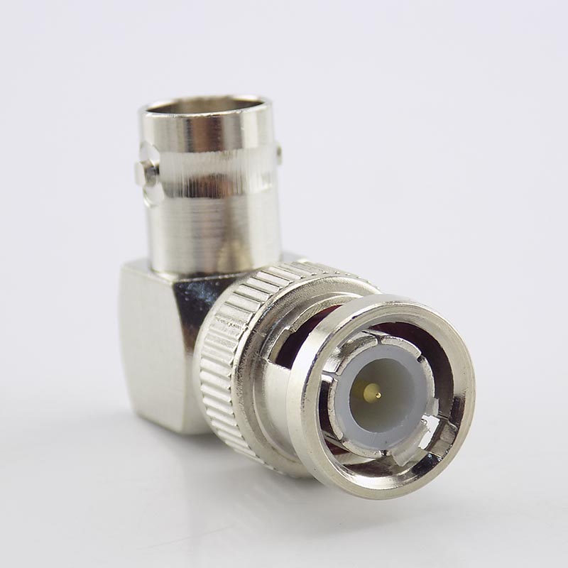 L-shaped BNC Male Connector Adapter Right Angle to BNC Female Jacks Adapter for CCTV Security Video Surveillance System