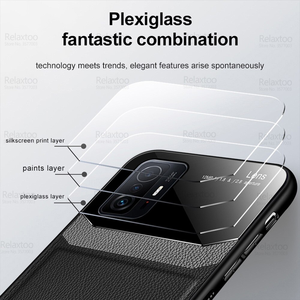 Voor Xiaomi 11 T Pro Case Lederen Plexiglas Bescherming Cover Voor Xiaomi11T Xiomi Mi 11 T Mi11T 11Tpro Siliconen frame Bumper Funda