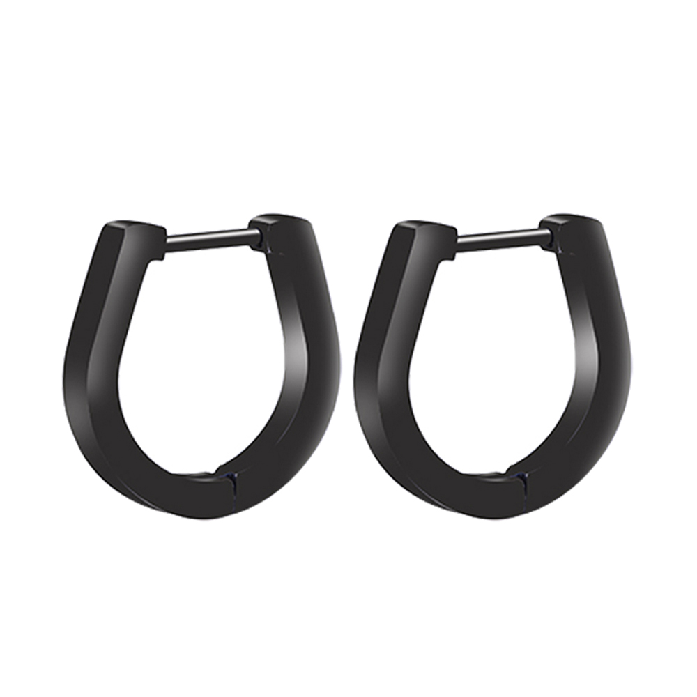 1 paire de boucles d'oreilles créoles noires en acier inoxydable pour hommes et femmes, Triangle Huggie carré rond géométrique: COULEUR OR ROSE