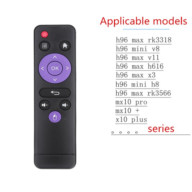 Mando a distancia IR para Android TV Box H96 max/tX6/X96q/X88 pro/HK1 box/H50/TX3mini/T95 plus/a95x f4, Control remoto de repuesto: Negro