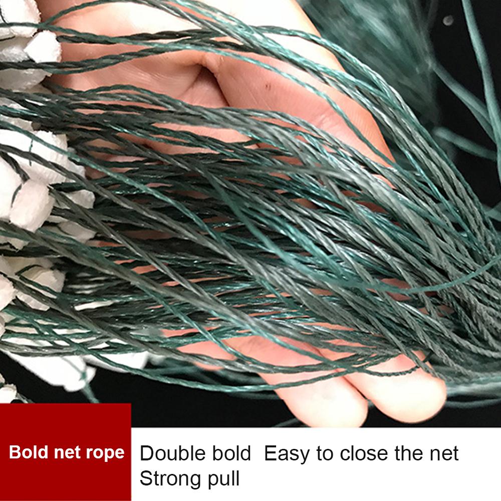 20M Fishing Fish Mesh Trap Fishing Net Nylon Sinking Net Mesh Bait Trap with Lead Sinker Saltwater Freshwater Fishing Outdoor