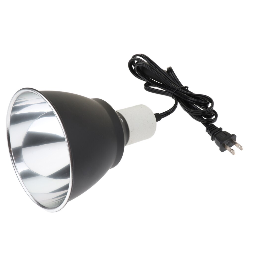 300W Metal Ceramic Heat UV UVB Lamp Light Holder Dome Shape Brooder Reptile Black E27 US Plug