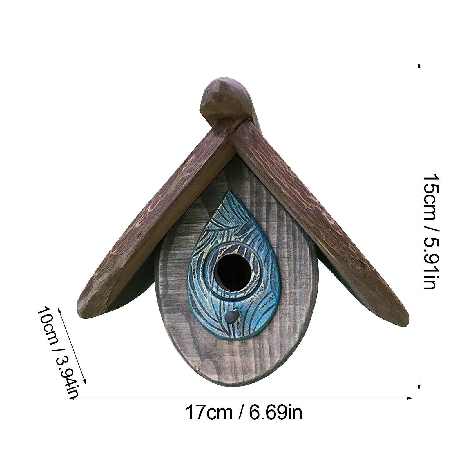 Hanging Wooden Bird Feeder Hand Carved Wooden Birdhouse Outdoor Bird Feeder Spring Decoration Garden Feeding Pet Supplies