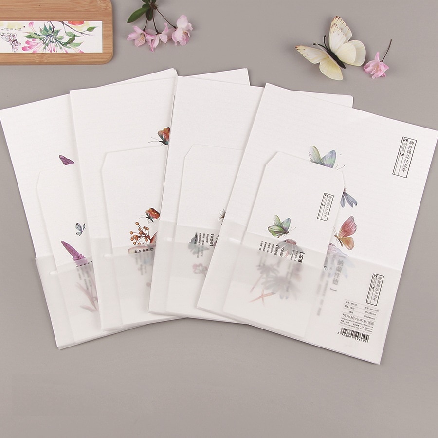 9 stks/set 3 Enveloppen &amp; 6 Sheets Brief Papier Leuke Vlinder Serie Envelop Voor Koreaanse Briefpapier
