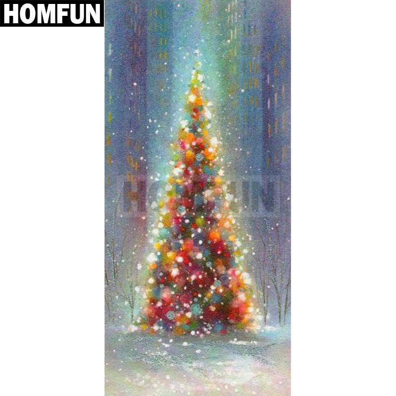 Homfun hel fyrkantig/rund borr 5d diy diamantmålning "julgran" 3d broderi korsstygn 5d dekor  a00345