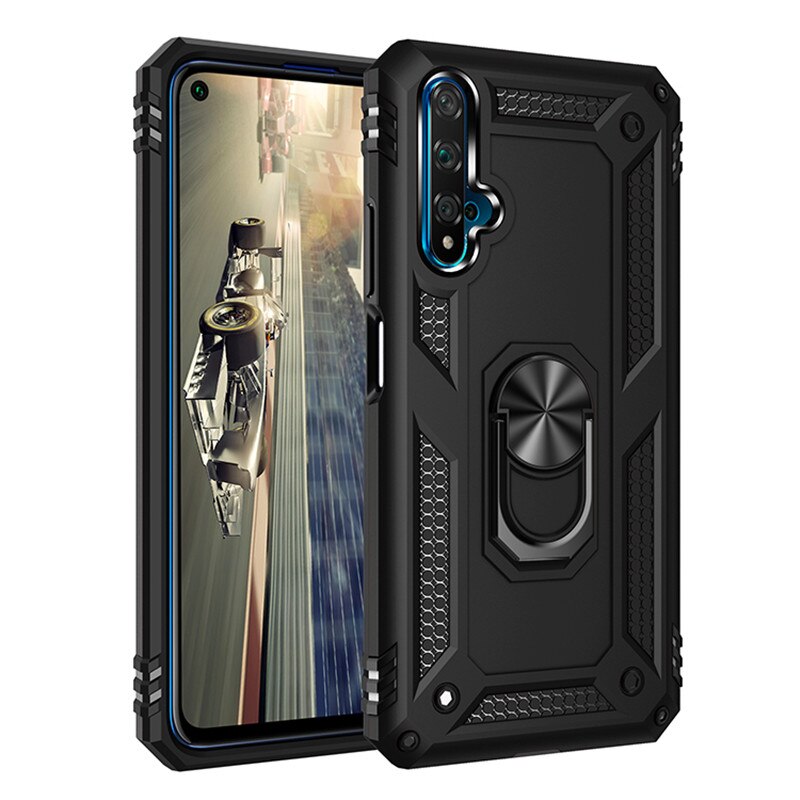 For Huawei Nova 5T Nova5T 5 T Case Magnet Car Ring Stand Holder Case for Huawei Honor 20 Honor20 Soft Silicone Bumper Case: Denim / green