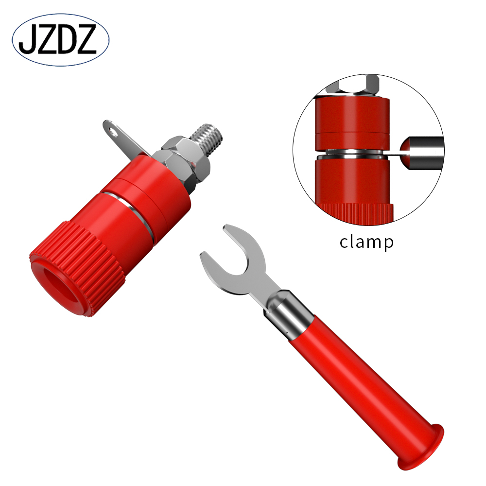 JZDZ10PCS 6MM Insulated Fork Spade U-Type Wire Connector Electrical Crimp Terminal Y Spade Plug Copper Banana Socket 6mm J.10009