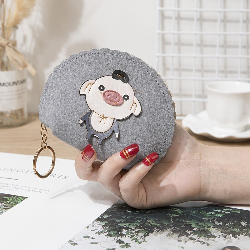 Woman Wallet Animal Cute Decor Coin Purses Girls Key Zipper Change Pouch Mini ID Credit Card Holder Pu Leather: 2